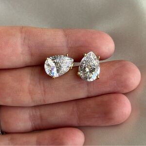 Elegant Gold Plated Cubic Zirconia Teardrop Earrings